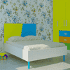 Fiona Engineered Wood Non Storage Bed in Lime Yellow Azure Blue Colour