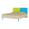 Fiona Engineered Wood Non Storage Bed in Lime Yellow Azure Blue Colour