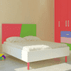 Fiona Engineered Wood Non Storage Bed in Strawberry Pink Verdant Green Colour