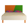 Fiona Engineered Wood Bed in Light Orange Verdant Green Colour