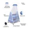 Polkamania Metal Baby Cradle with Mosquito Protection Net - Blue