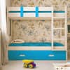 Adonica Engineered Wood Drawer Storage Bunk Bed with Right Ladder Azure Blue