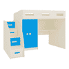 Bonita Engineered Wood Drawer and Box Storage Bed in Blue Colour