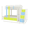 Luxuria Engineered Wood Box & Drawer Storage Bunk Bed Sky Blue Lime Yellow