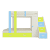 Luxuria Engineered Wood Box & Drawer Storage Bunk Bed Sky Blue Lime Yellow