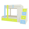 Luxuria Engineered Wood Box & Drawer Storage Bunk Bed Sky Blue Lime Yellow