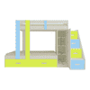 Luxuria Engineered Wood Box & Drawer Storage Bunk Bed Sky Blue Lime Yellow