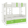 Adonica Engineered Wood Drawer Storage Bunk Bed Verdant Green