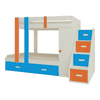 Luxuria Engineered Wood Box & Drawer Storage Bunk Bed Light Orange Azure Blue
