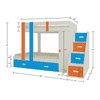 Luxuria Engineered Wood Box & Drawer Storage Bunk Bed Light Orange Azure Blue