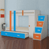 Luxuria Engineered Wood Box & Drawer Storage Bunk Bed Light Orange Azure Blue