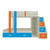 Luxuria Engineered Wood Box & Drawer Storage Bunk Bed Light Orange Azure Blue
