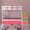 Suvina Engineered Wood Drawer Storage Bunk Bed Strawberry Pink Verdant Green