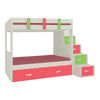 Suvina Engineered Wood Drawer Storage Bunk Bed Strawberry Pink Verdant Green