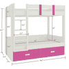 Adonica Engineered Wood Drawer Storage Bunk Bed Barbie Pink