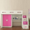 Bonita Engineered Wood Drawer and Box Storage Bed in Pink Colour