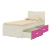 Minerva Engineered Wood Drawer Storage Bed in Pink Colour