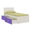 Minerva Engineered Wood Drawer Storage Bed in Purple Colour