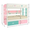 Astra Engineered Wood Box & Drawer Storage Bunk Bed English Pink Misty Turquoise