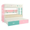 Astra Engineered Wood Box & Drawer Storage Bunk Bed English Pink Misty Turquoise