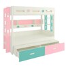 Astra Engineered Wood Box & Drawer Storage Bunk Bed English Pink Misty Turquoise