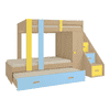 Luxuria Engineered Wood Box & Drawer Storage Bunk Bed Sunshine Yellow Sky Blue