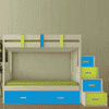 Suvina Engineered Wood Drawer Storage Bunk Bed Lime Yellow Azure Blue