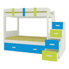 Suvina Engineered Wood Drawer Storage Bunk Bed Lime Yellow Azure Blue