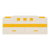 Calypso Engineered Wood Drawer Storage Bed in Yellow Colour