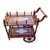 Shilpi Sheesham Wood Standard Handmade Wheel Decor Service Bar Trolley