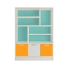 Renata Engineered Wood  Bookshelf in Misty Turquoise - Mango Yellow Finish