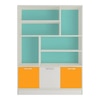 Renata Engineered Wood  Bookshelf in Misty Turquoise - Mango Yellow Finish