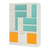 Renata Engineered Wood  Bookshelf in Misty Turquoise - Mango Yellow Finish