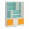Renata Engineered Wood  Bookshelf in Misty Turquoise - Mango Yellow Finish