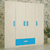 Emelia Engineered Wood 4 Door Wardrobe in Blue Colour