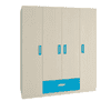 Emelia Engineered Wood 4 Door Wardrobe in Blue Colour