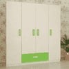 Emelia Engineered Wood 4 Door Wardrobe in Green Colour