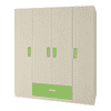 Emelia Engineered Wood 4 Door Wardrobe in Green Colour