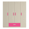 Emelia Engineered Wood 4 Door Wardrobe in Pink Colour