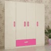 Emelia Engineered Wood 4 Door Wardrobe in Pink Colour