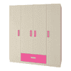 Emelia Engineered Wood 4 Door Wardrobe in Pink Colour