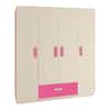 Emelia Engineered Wood 4 Door Wardrobe in Pink Colour