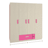 Emelia Engineered Wood 4 Door Wardrobe in Pink Colour