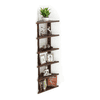 Bluewud Wudville Braine Engineered Wood Wall Mount Corner Shelf, Display Rack, (6 Tringle Shelves - Wenge)