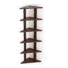 Bluewud Wudville Braine Engineered Wood Wall Mount Corner Shelf, Display Rack, (6 Tringle Shelves - Wenge)