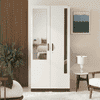 Bluewud Andrie Engineered Wood 2 Door Wardrobe with Mirror and Drawer, (Wenge & White)