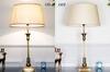 Delta Brass Table Lamp with Off White Linen Shade