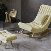 Mylene Solid Wood Rocking Chair in Beige Colour