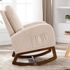 Radly Solid Wood Rocking Chair in Beige Leatherette Colour