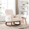 Radly Solid Wood Rocking Chair in Beige Leatherette Colour